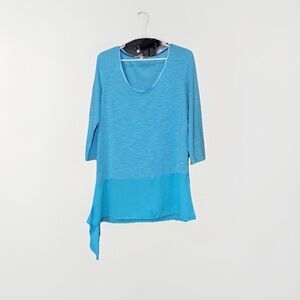 Blue Asymmetrical Hem Women's Top